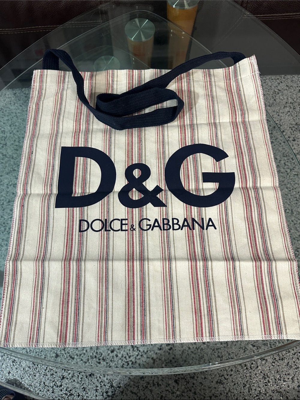 Dolce & Gabbana D&G Authentic Promotional Striped Canvas Shopping Tote